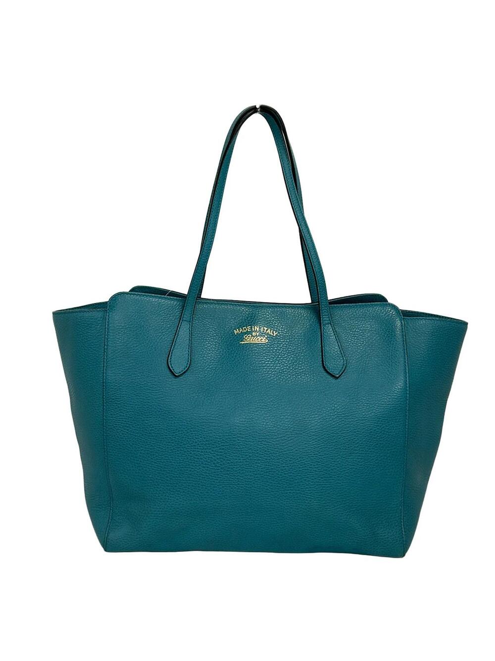 Gucci Swing Blue Green Leather Tote Bag #340607G57B
